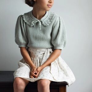 NWOT Soor Ploom Mimi Pima Cotton Sweater, Color "Mist", Size 1Y